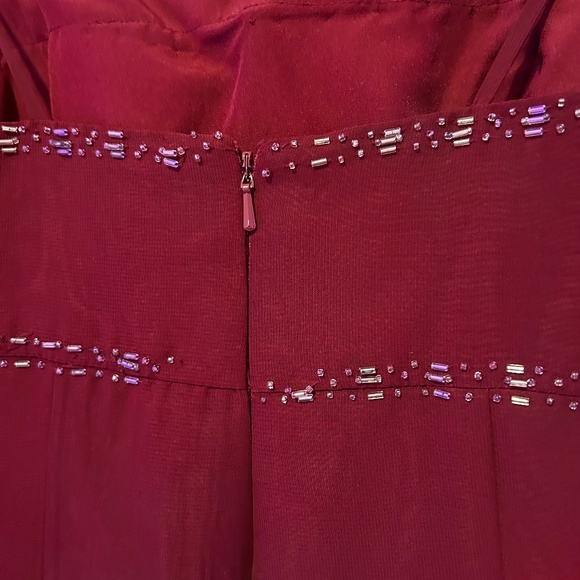 Burgundy Strapless Chiffon Maxi dress - Picture 4 of 4